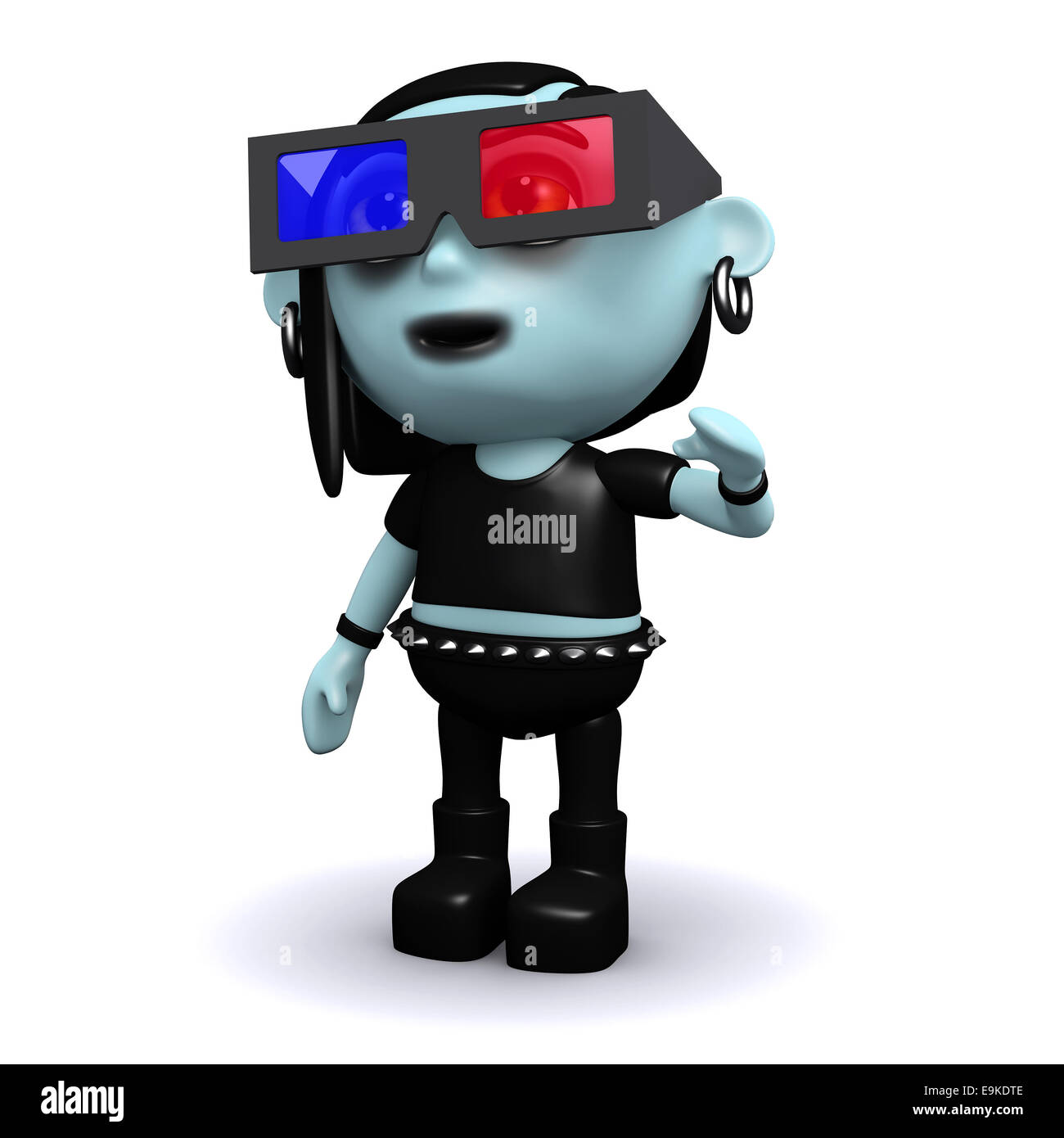 3D render of a punk goth portant des lunettes 3D Banque D'Images
