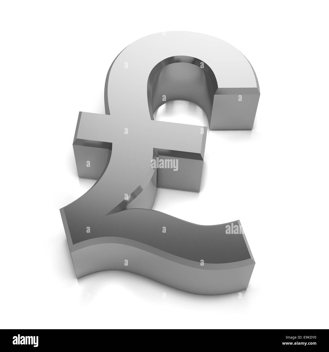 3D render of a silver livres sterling du Royaume-Uni symbole monétaire Banque D'Images