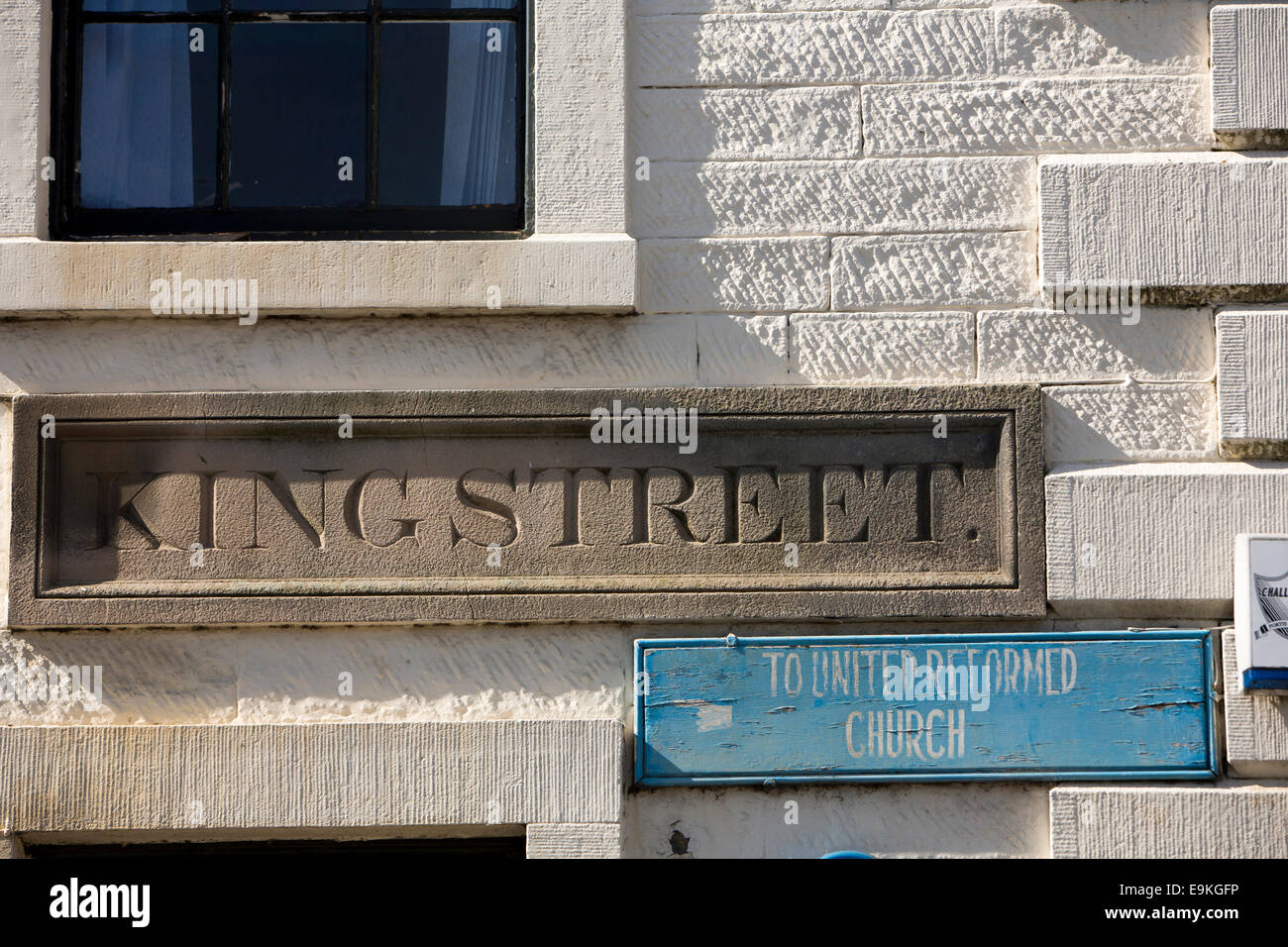 UK ; County Durham ; Barnard Castle ; King Street ; le nom de la route en pierre plate Banque D'Images