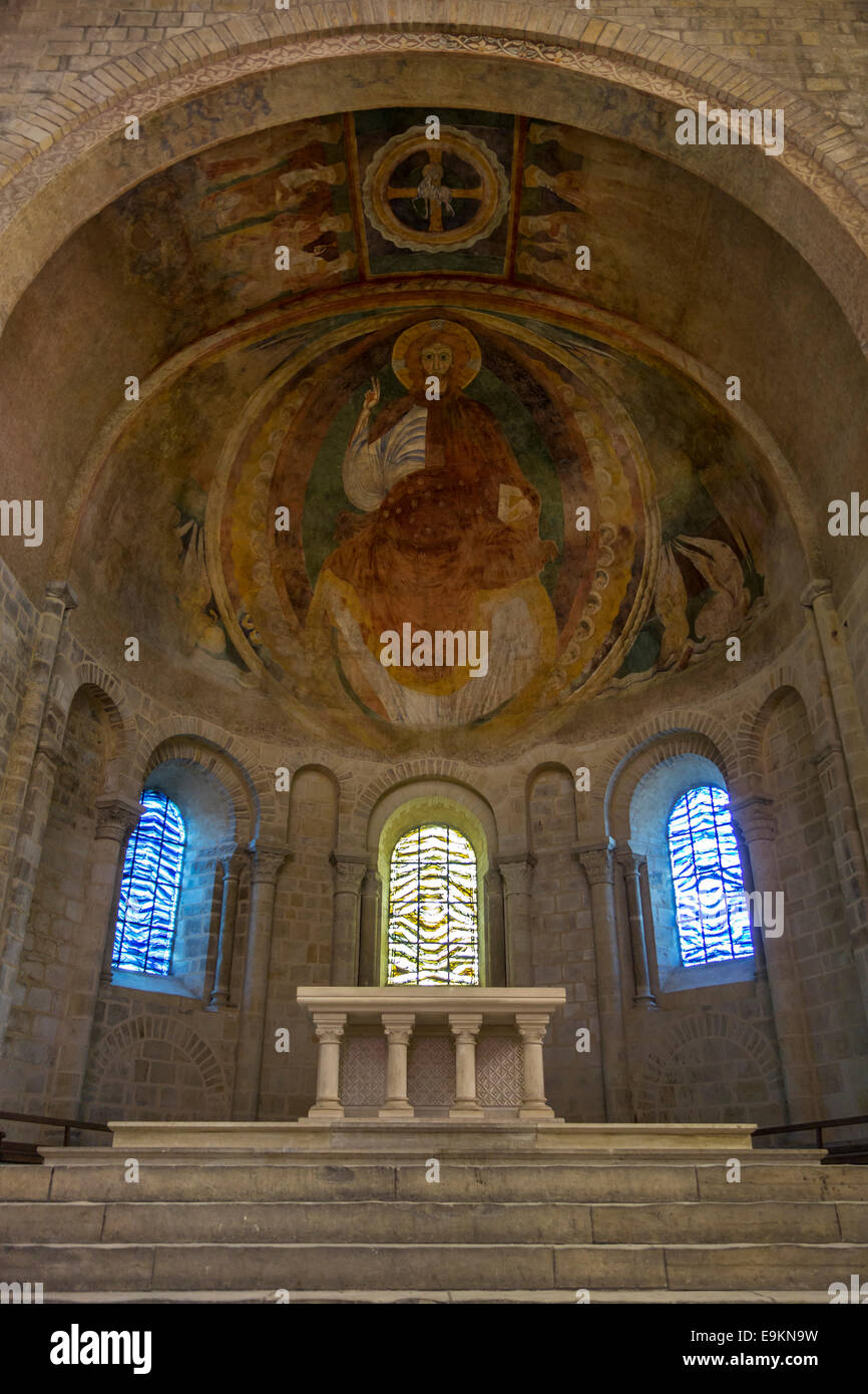 12E C. fresque de Christ dans la gloire dans la cathédrale de Nevers / Cathédrale Saint-Martin de Nevers, Bourgogne, France Banque D'Images