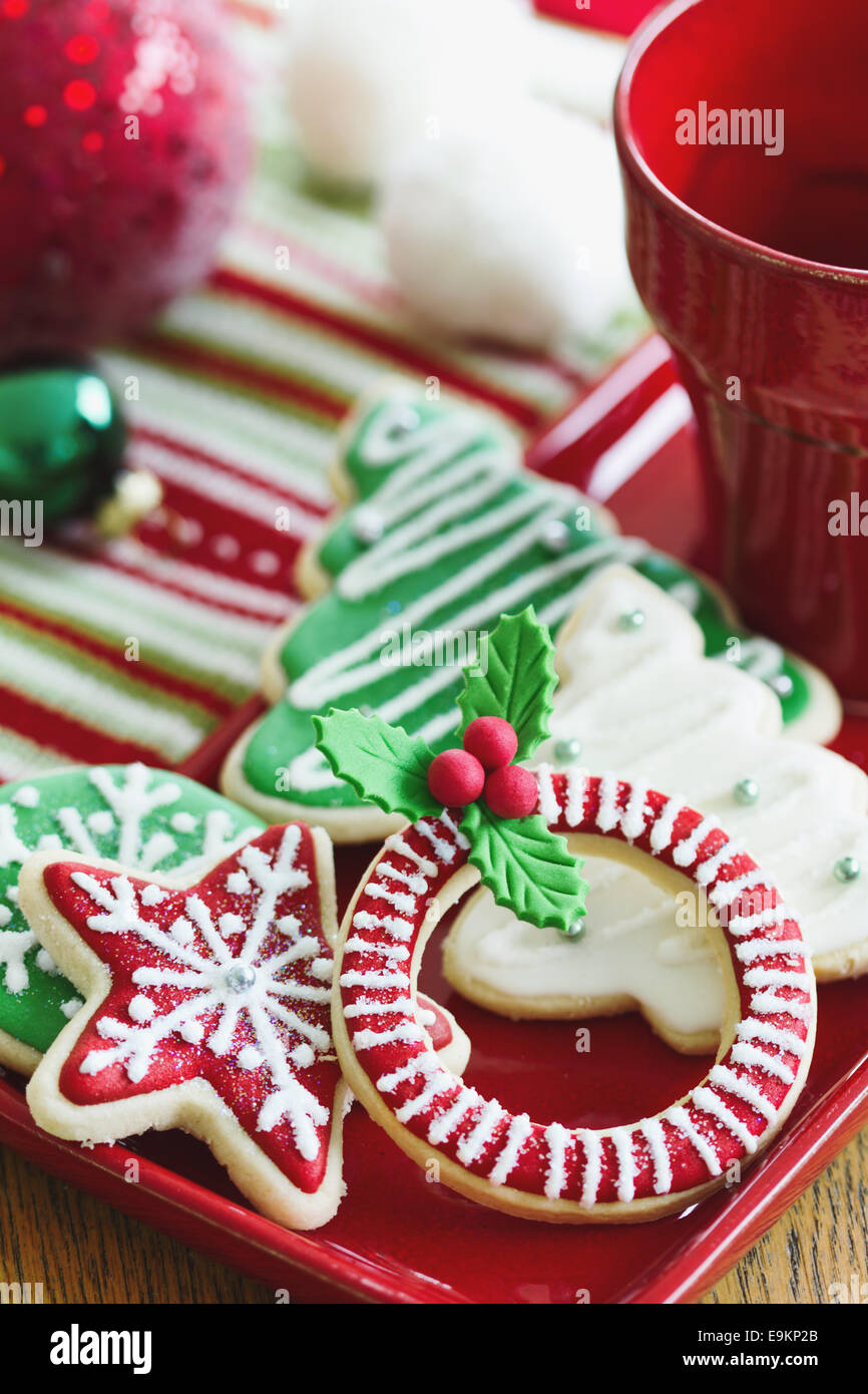 Les cookies avec un thème de Noël Banque D'Images