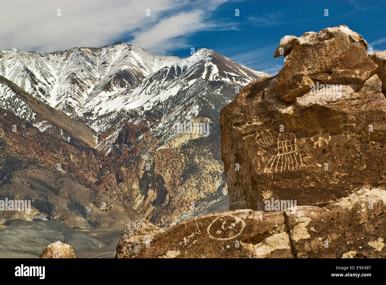 Red Canyon pétroglyphes, White Mtns dans dist, poisson Slough Road près de Bishop, Owens Valley, désert de Mojave, Californie, USA Banque D'Images