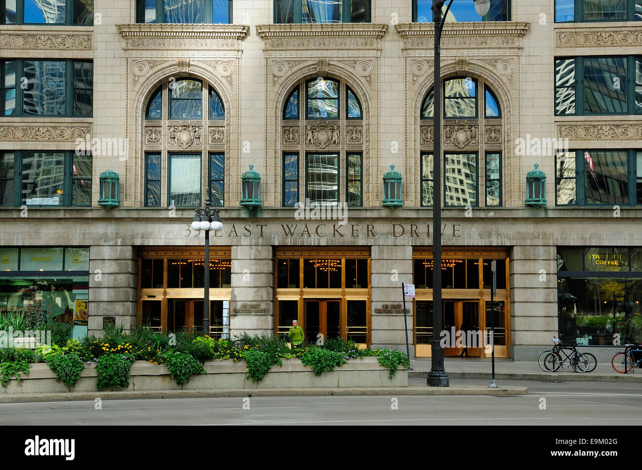 L'Architecture de Chicago / E Wacker Drive. Bâtiment bijoutiers. Banque D'Images