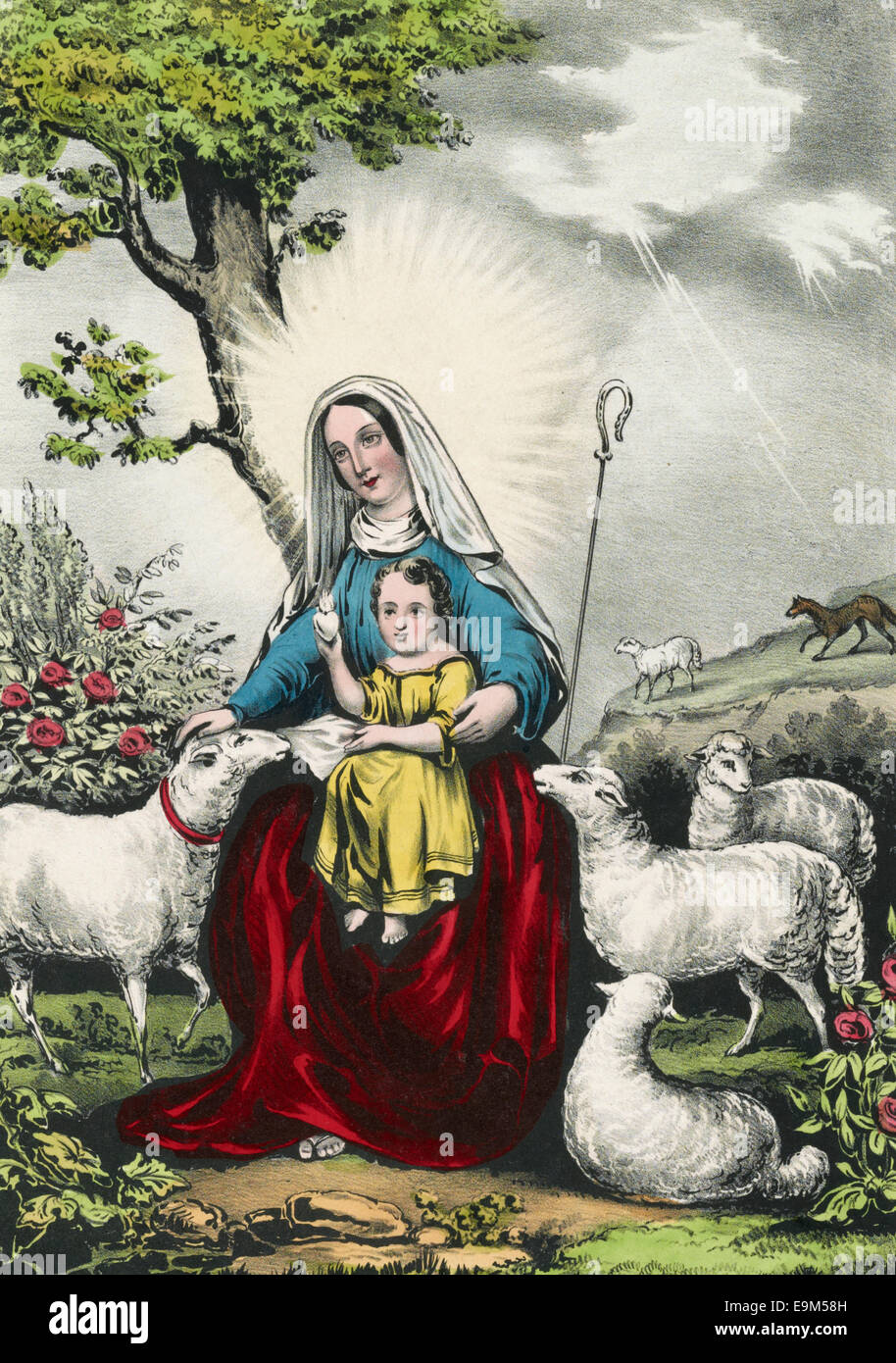 La bonne Bergère - La Vierge avec l'Enfant Jésus Banque D'Images