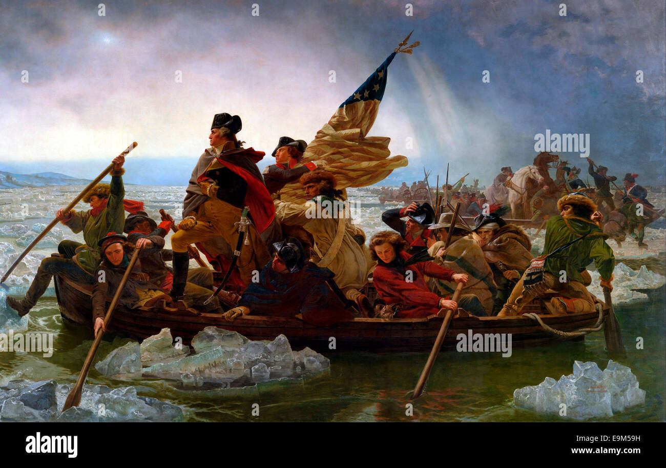 Washington Crossing the Delaware durant la Révolution américaine, 1776 Banque D'Images
