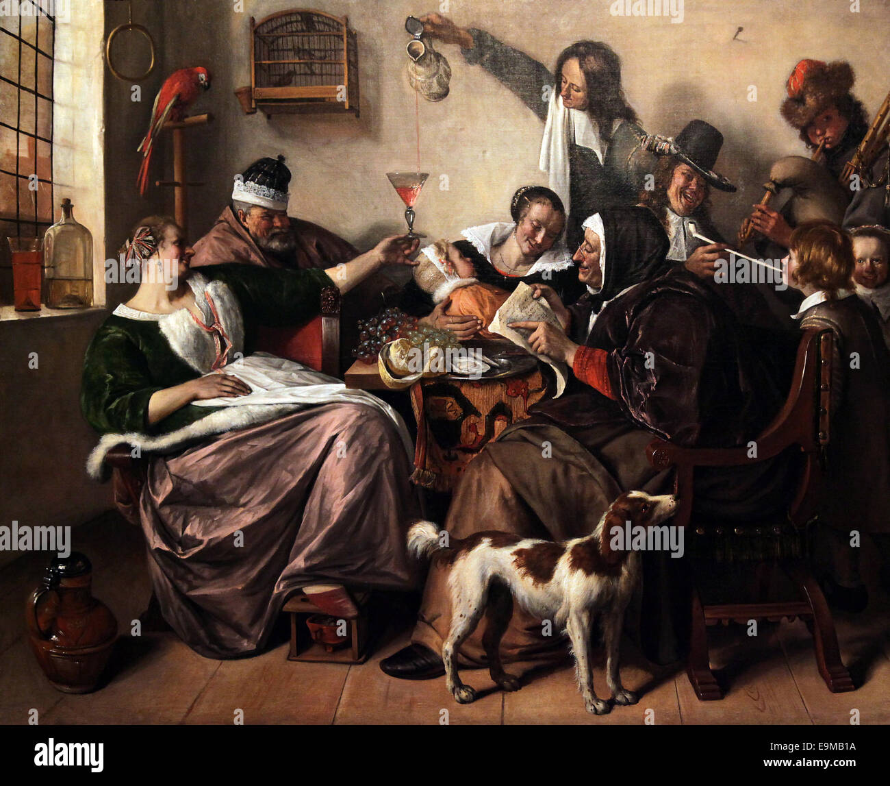 Jan Steen.''comme la vieille chanter, donc le jeune pipe''.c.1665.Jan Steen 1625-1679. Banque D'Images