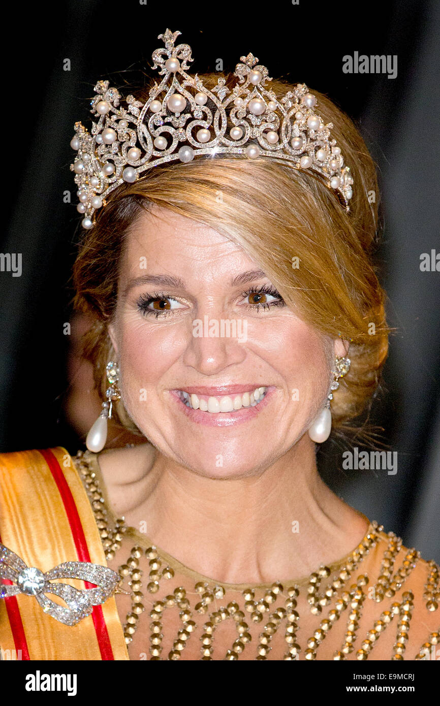 Tokyo, Japon. 29 Oct, 2014. Reine néerlandaise Maxima assiste à un dîner d'État au Palais Impérial de Tokyo, Japon, 29 octobre 2014. Roi des Pays-Bas et de la Reine sont sur ces quatre jours de visite d'état au Japon. Dpa : Crédit photo alliance/Alamy Live News Banque D'Images