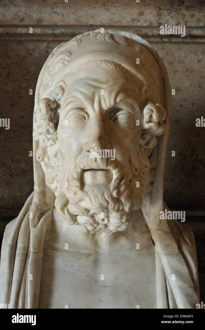 Buste d'Homère Musées du Capitole Musei Capitolini Rome Italie Banque D'Images