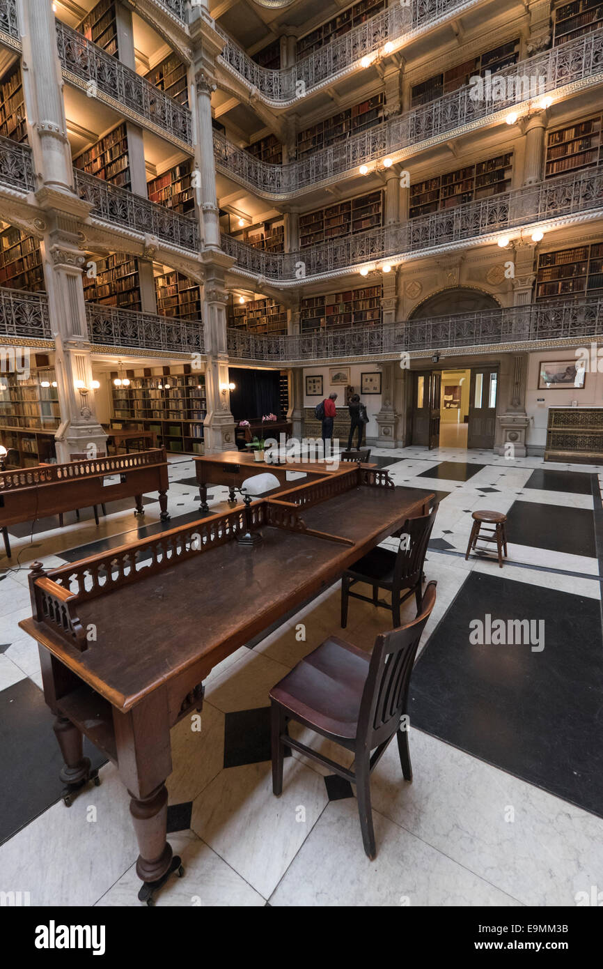 United States, Maryland, Baltimore, Johns Hopkins University, Bibliothèque Peabody Banque D'Images