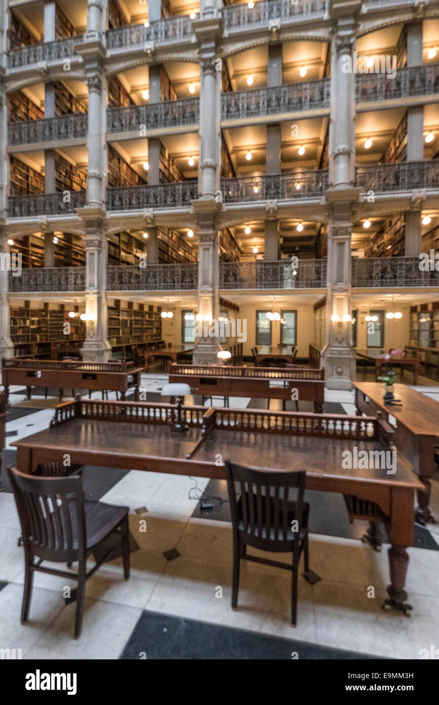 United States, Maryland, Baltimore, Johns Hopkins University, Bibliothèque Peabody Banque D'Images