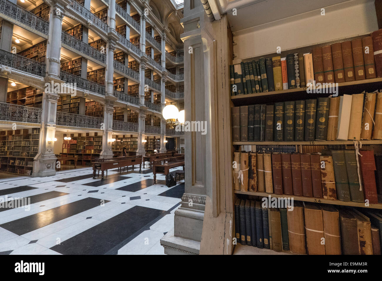 United States, Maryland, Baltimore, Johns Hopkins University, Bibliothèque Peabody Banque D'Images