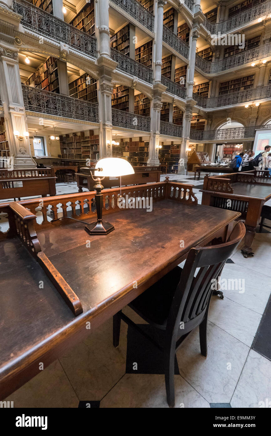 United States, Maryland, Baltimore, Johns Hopkins University, Bibliothèque Peabody Banque D'Images
