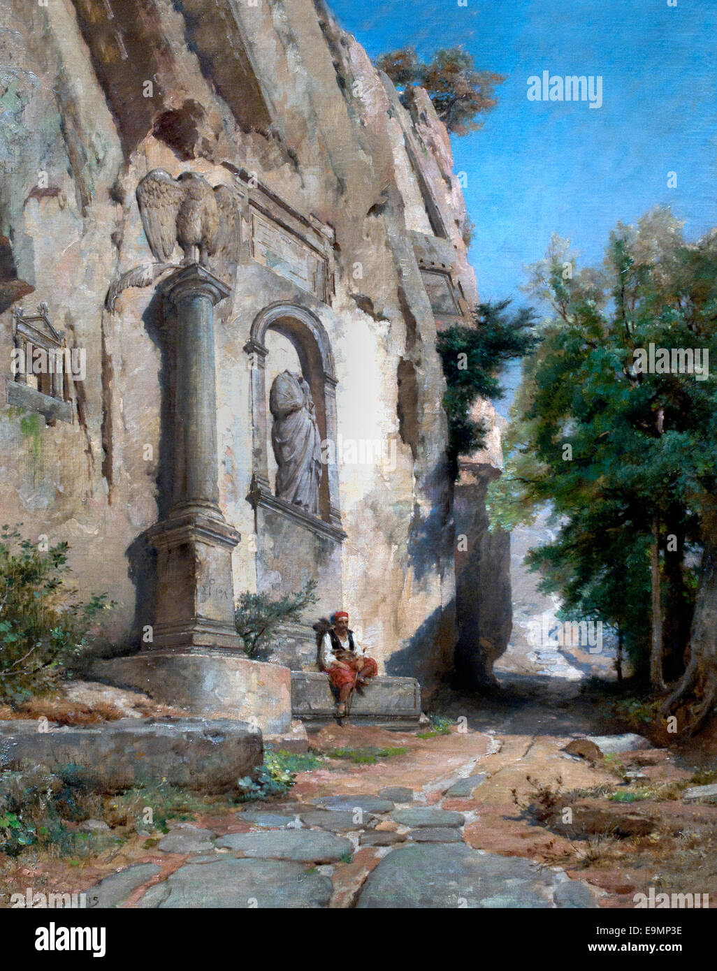 Tête de voie romaine, en Bithynie, Amasra (Turquie d'Asie) Jules Laurens (1825-1901) France French Banque D'Images