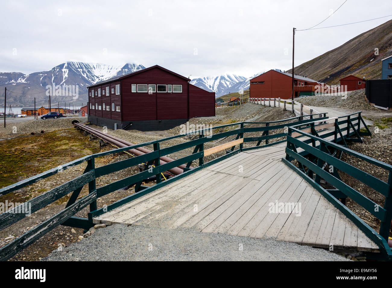 Dans la ville de Longyearbyen, Spitsbergen, Svalbard Banque D'Images