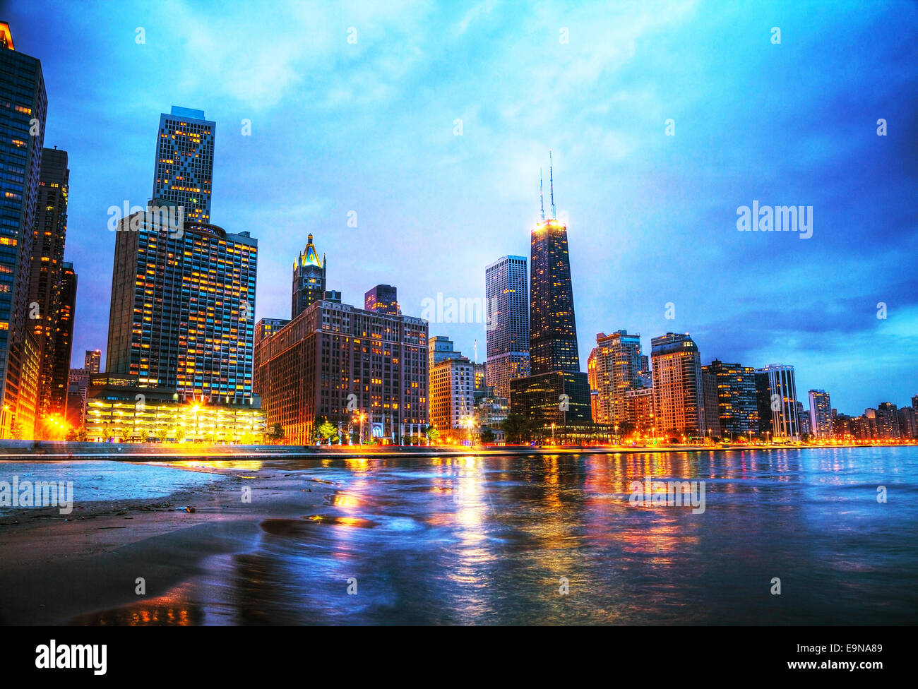 Le centre-ville de Chicago avec John Hancock Center Banque D'Images