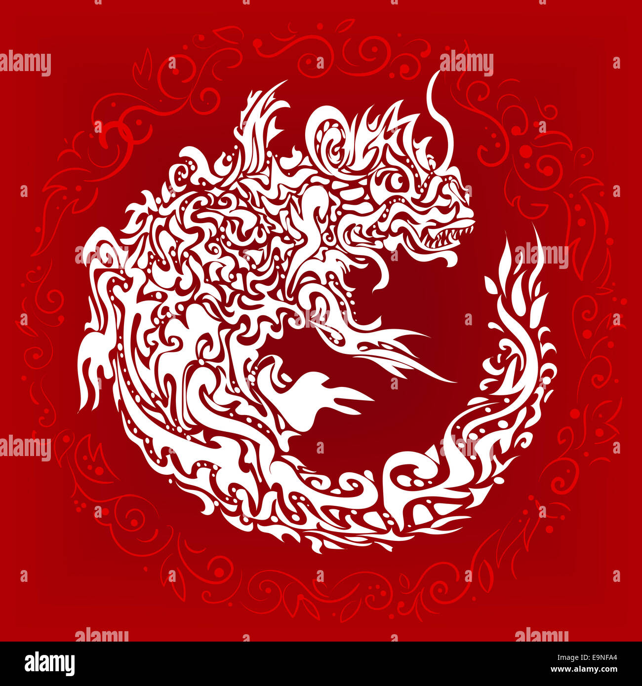 Twisted tatouage de dragon stylisé Banque D'Images