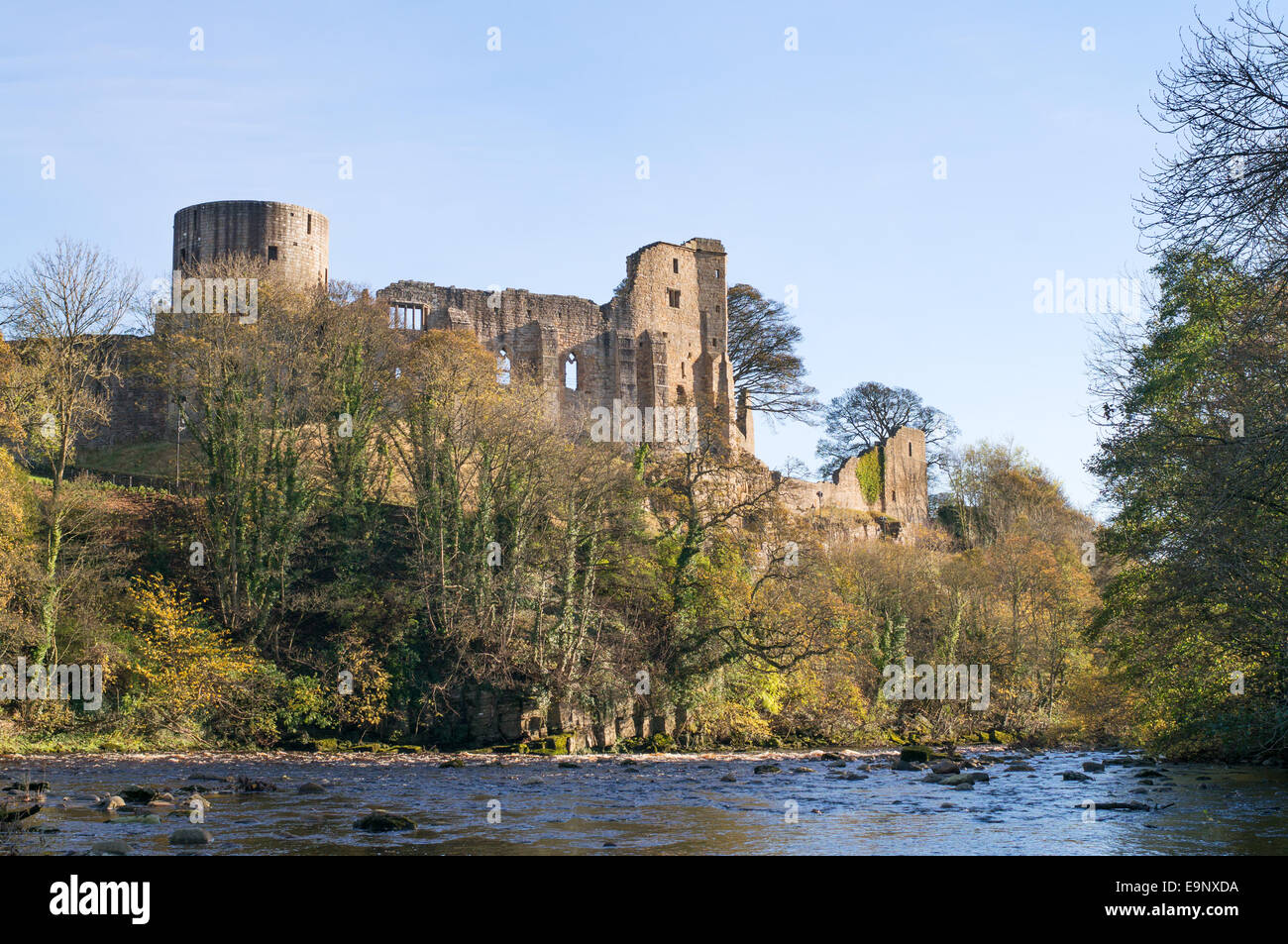 Forteresse à Barnard Castle au-dessus de la Rivière Tees, North East England, UK Banque D'Images