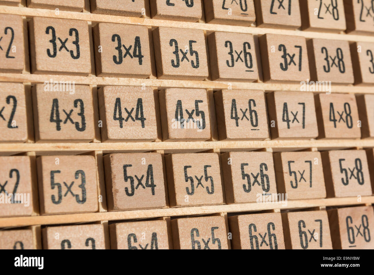 Table de multiplication en bois éducatifs Photo Stock - Alamy