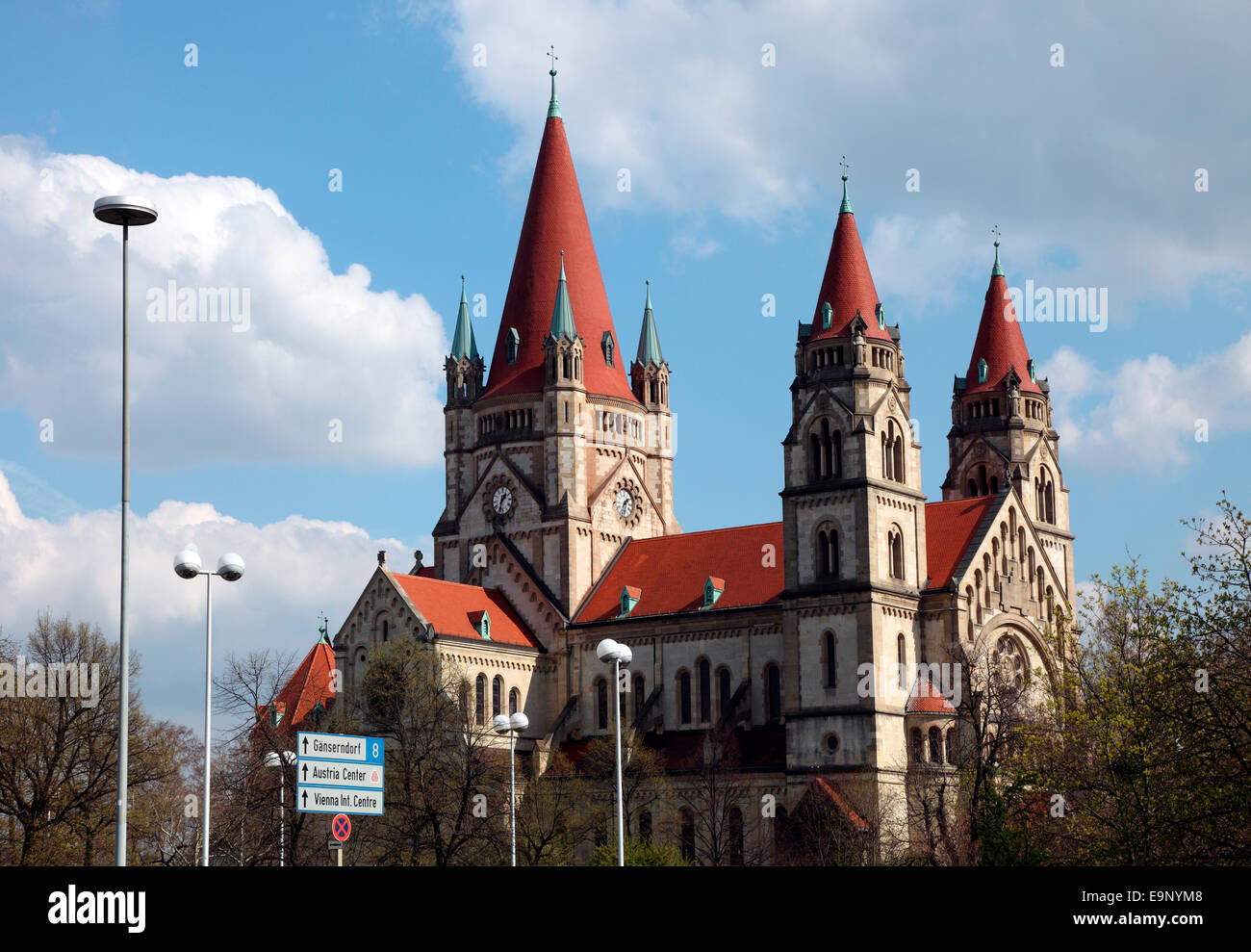 St François d'Assise Église par Victor Luntz dans Mexikoplatz Vienne. Banque D'Images