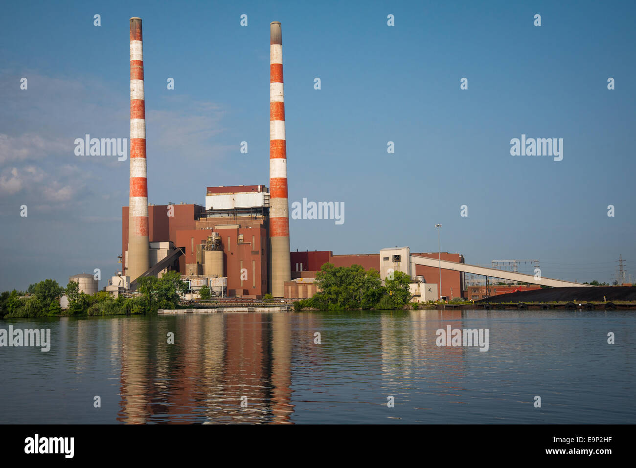 Le charbon utilisé pour produire de l'électricité pour Detroit area Banque D'Images