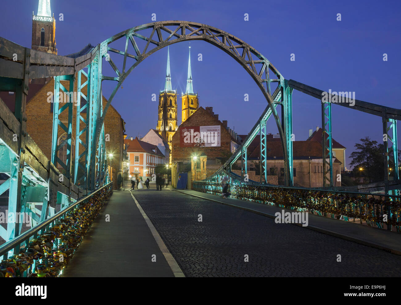 Ostrow Tumski avec l'île de la cathédrale, Pont Tumski Wroclaw, Pologne Banque D'Images