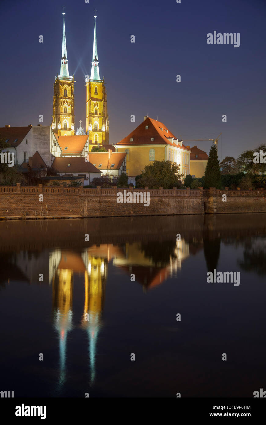 Île Ostrow Tumski, la cathédrale de Wroclaw, Pologne Banque D'Images