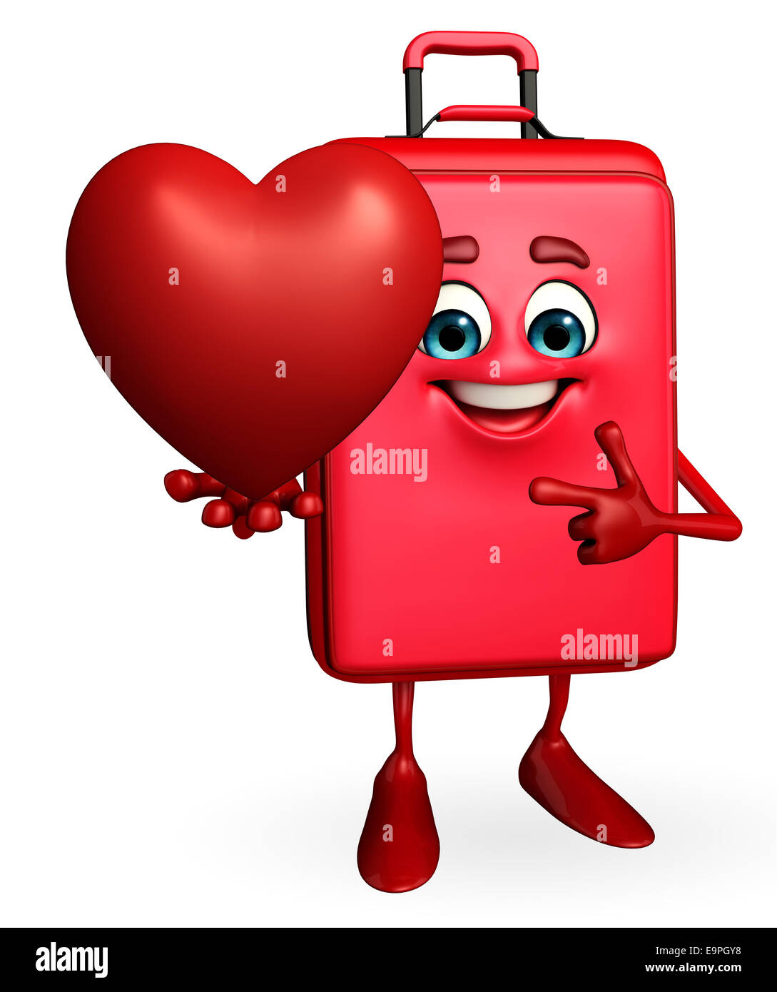 Personnage de voyage avec coeur rouge Banque D'Images