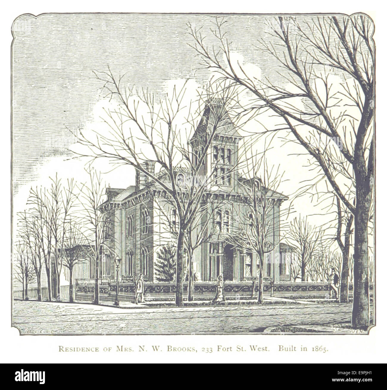 Agriculteur(1884) Detroit, p454 RÉSIDENCE DE MME. N.W. BROOKS, 233 FORT ST. À l'Ouest. Construit en 1865 Banque D'Images