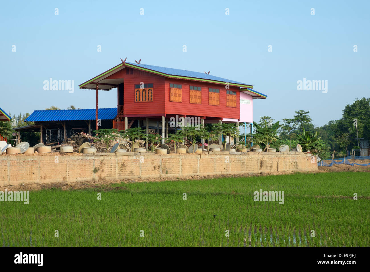 Maison sur pilotis, Sukhothai, Thaïlande Banque D'Images