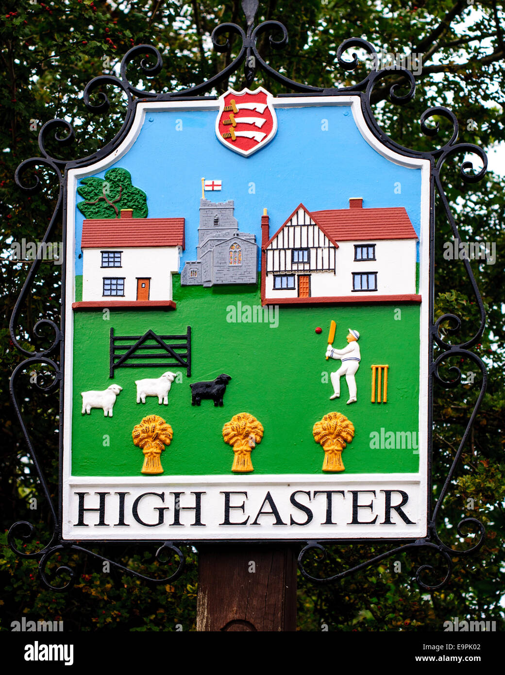 Signe de Forte Village de Pâques. Essex Banque D'Images
