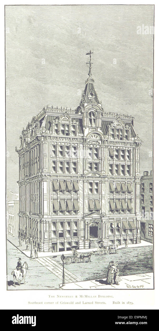 La page 514 de la publication Farmer de 1884 met en lumière le Newberry & McMillan Building, construit en 1879, à l'angle sud-est des rues Griswold et Larned à Detroit. Banque D'Images