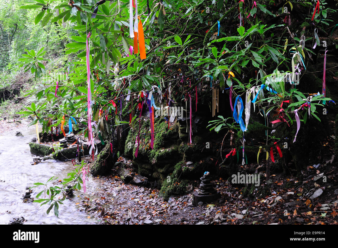 Ex-voto arbre en Nectans St Glen Tintagel Cornwall England UK GO Banque D'Images