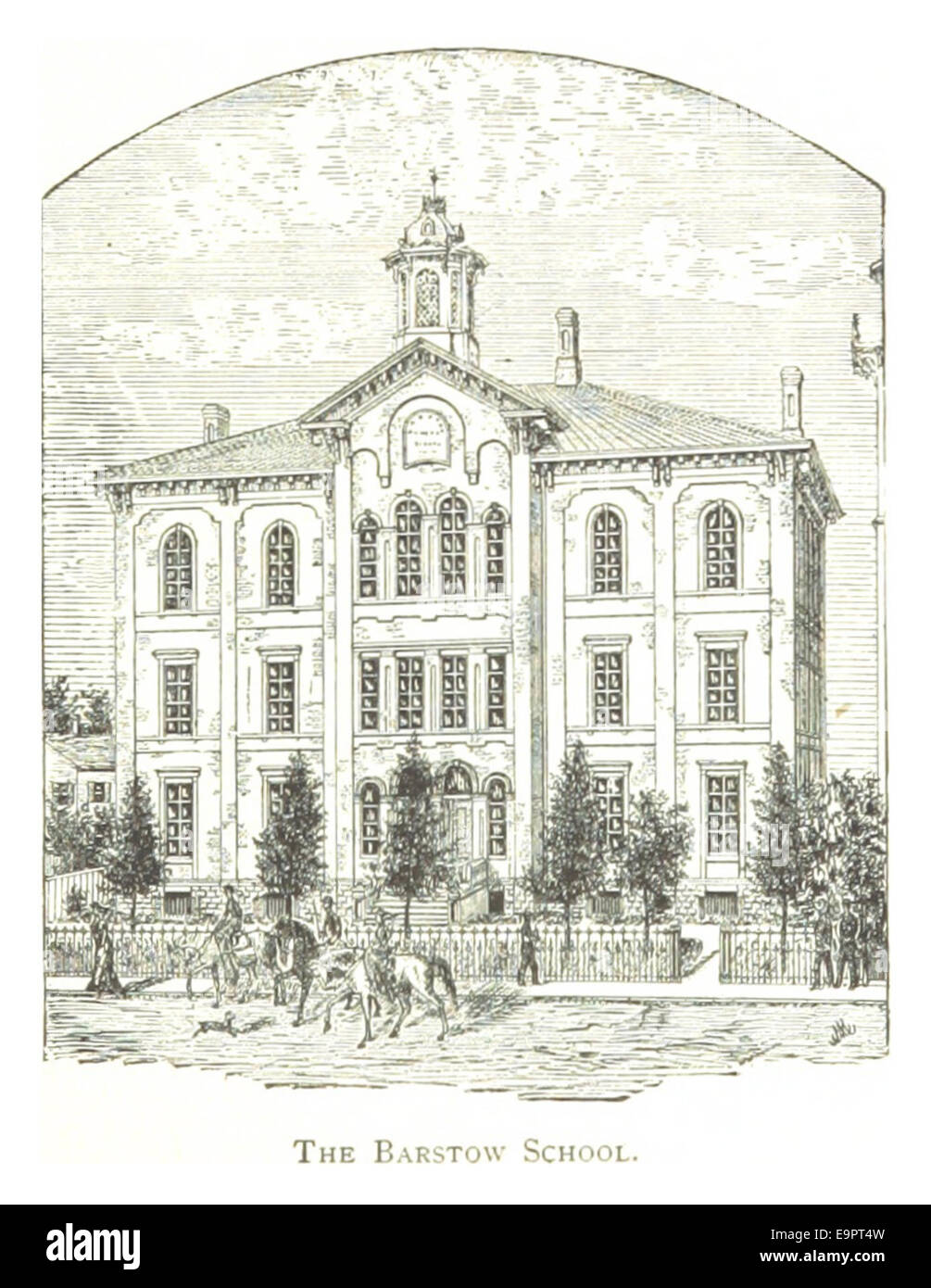 Une illustration de 1884 représentant la Barstow School à Detroit, offrant un aperçu de l'architecture et des institutions éducatives de l'époque dans le Michigan. Banque D'Images