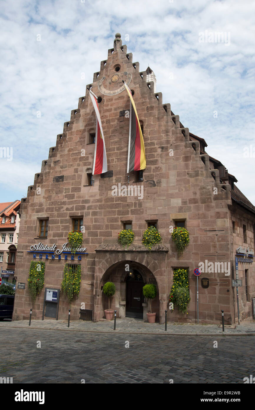 Vieille ville de Nuremberg, Nuremberg bijoutier , l'État de Bavière, Thuringe, Allemagne, Europe Banque D'Images