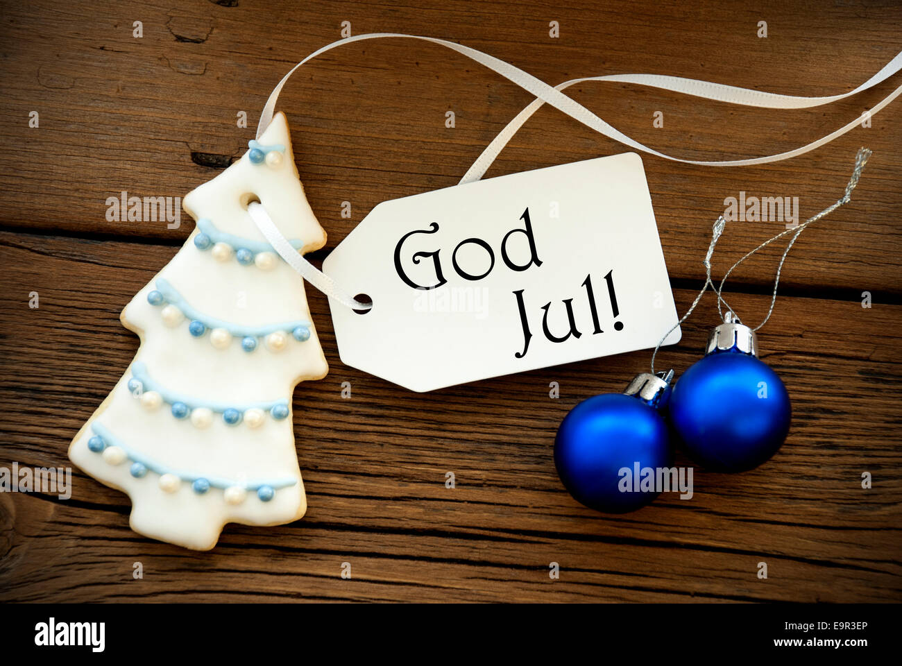 Noel Arriere Plan Avec Les Mots Suedois Dieu Jul Ce Qui Signifie Joyeux Noel Sur Une Etiquette Photo Stock Alamy