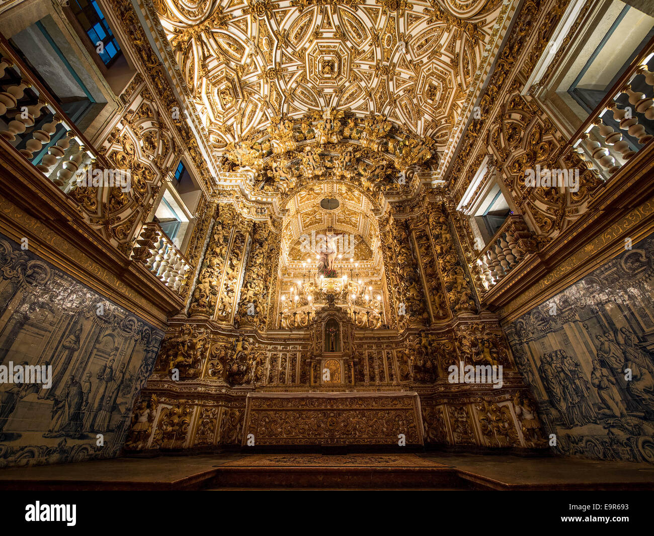 Les intérieurs de l'église São Francisco 17e siècle dans la région de Salvador da Bahia, Brésil. Banque D'Images
