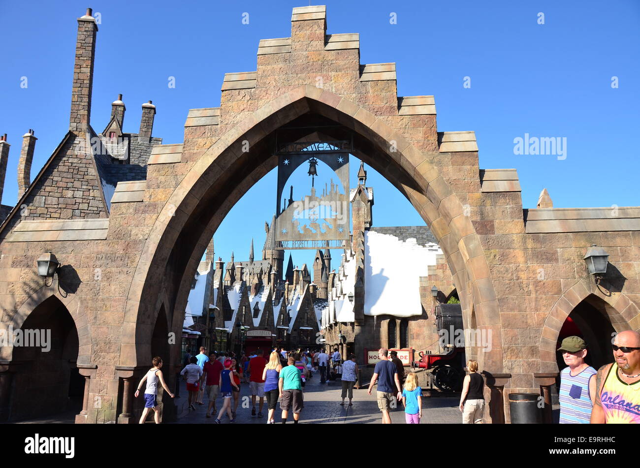 Entrée du monde magique de Harry Potter à Universal Resort Banque D'Images