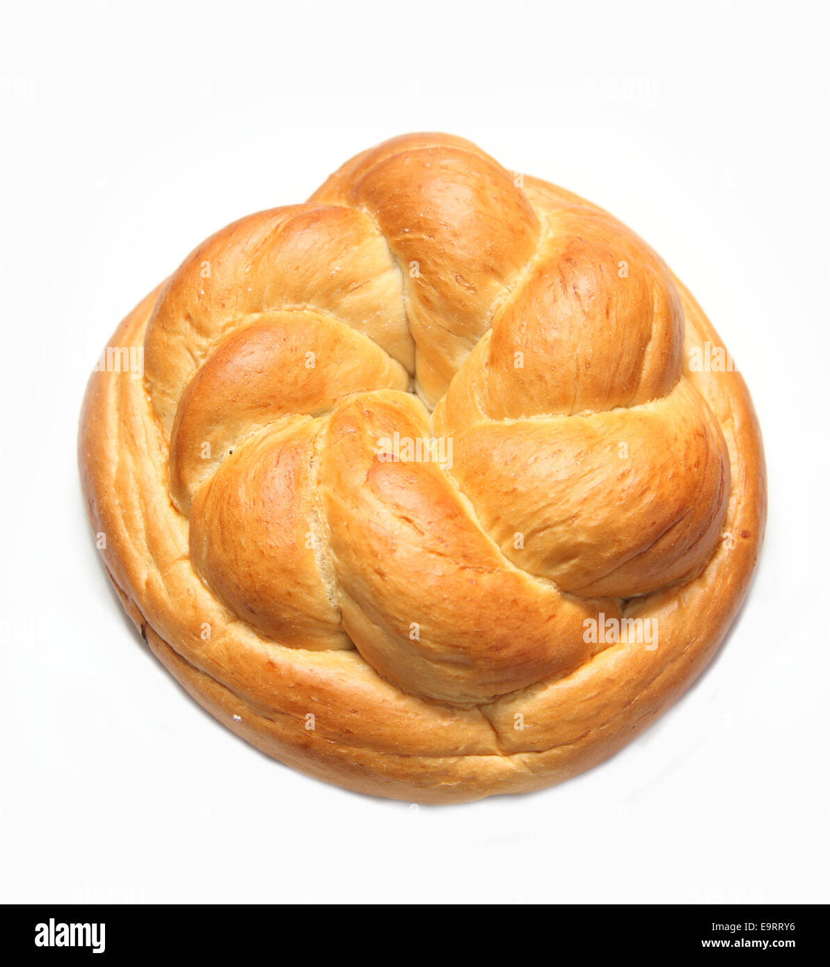 Pain rond sur fond blanc Banque D'Images