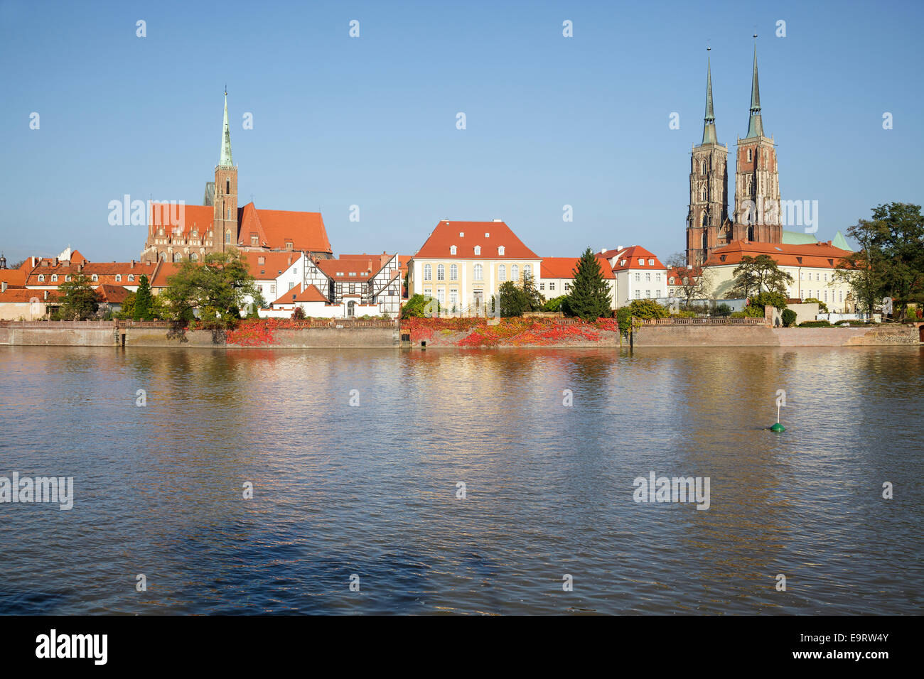 Île Ostrow Tumski, la cathédrale de Wroclaw, Pologne Banque D'Images