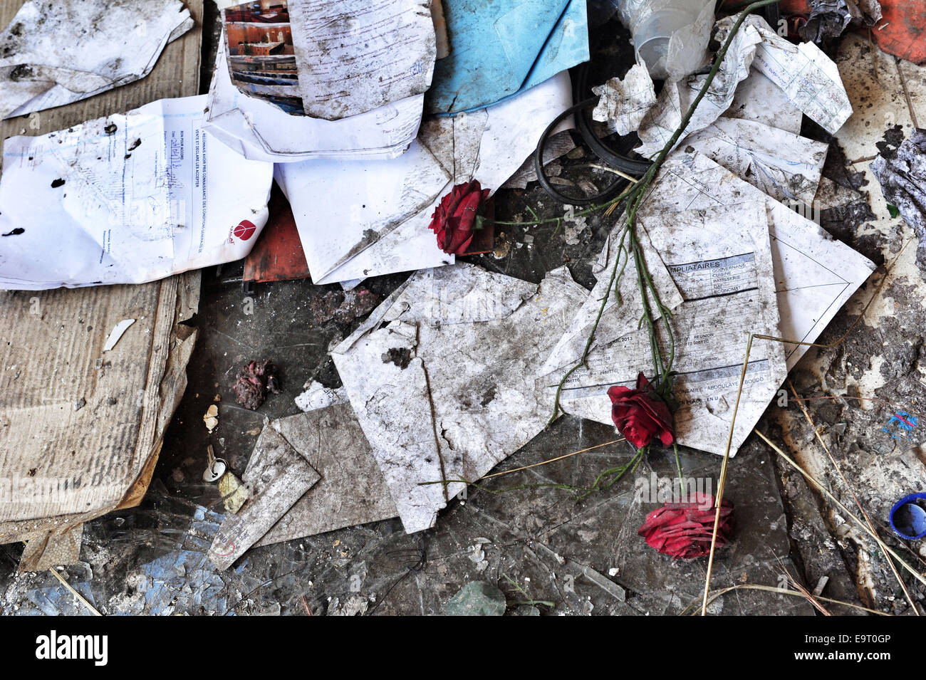 Ouagadougou, Burkina Faso. 1er novembre 2014. Burkina Faso - Les troubles politiques montre un détail de ce que l'on peut trouver sur l'étage de l'hôtel Azalai à Ouagadougou, deux jours après qu'il a été saccagé par des manifestants en tant que législateurs disposés à voter pour que le Président Blaise Compaoré -- qui a pris le pouvoir dans un coup d'État 1987 -- pour participer aux élections en 2015. Crédit : Alain Fontaine/Alamy Live News Banque D'Images