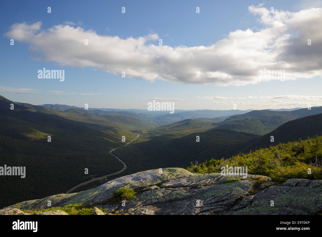 Vue panoramique le long du sentier de la crête de Kinsman dans Franconia Notch State Park des Montagnes Blanches du New Hampshire, USA au cours de la su Banque D'Images