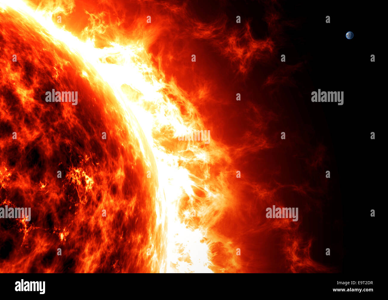 Soleil et de la terre, les proportions et dimensions. L'espace. Élément de cette images sont fournies par la NASA Banque D'Images