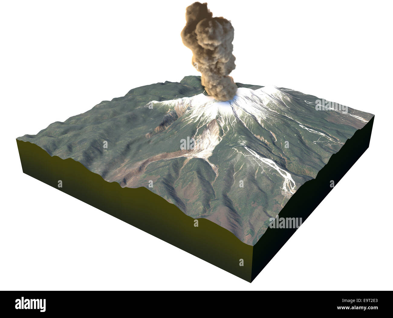 L'éruption du volcan mont Ontake, Japon, les décès. Vue Satellite. Élément de cette image est fournie par la NASA Banque D'Images