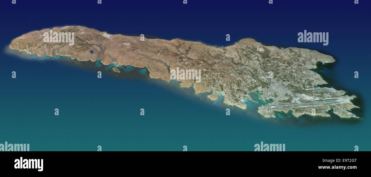 L'île de Lampedusa, la carte, vue aérienne. Les images sont fournies par la NASA Banque D'Images