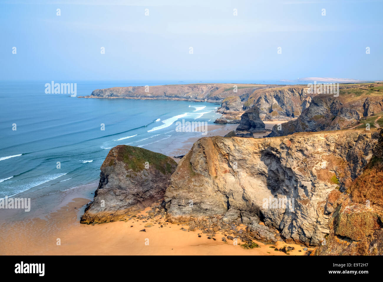 Carnewas et Bedruthan Steps, Cornwall, Angleterre, Royaume-Uni Banque D'Images