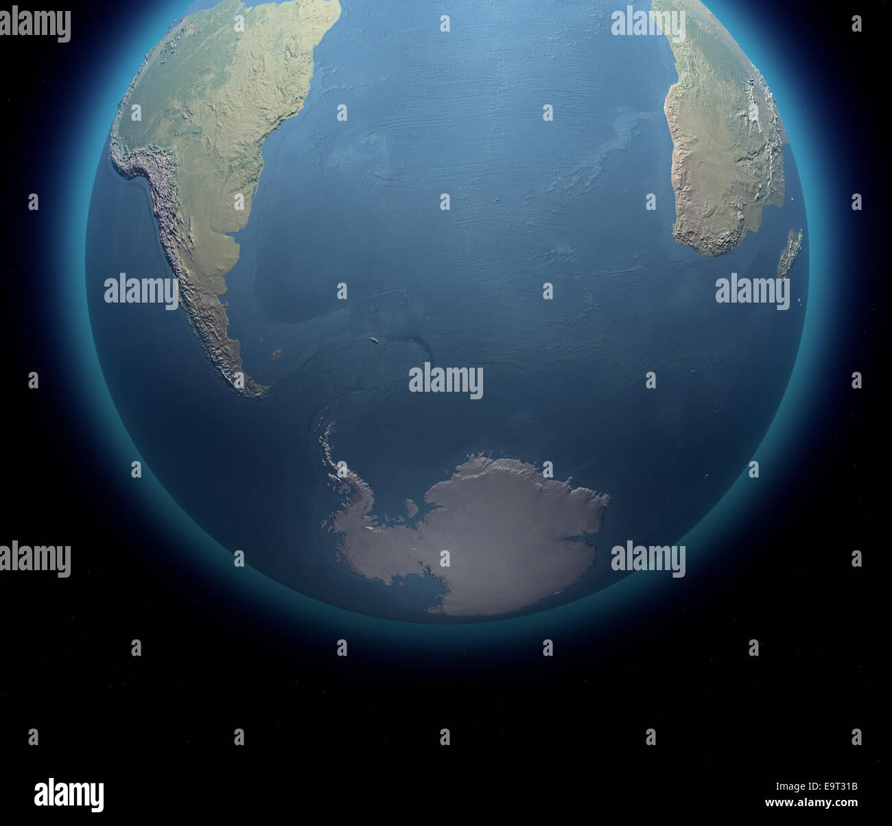 L'antarctique au Pôle Sud la carte Banque D'Images
