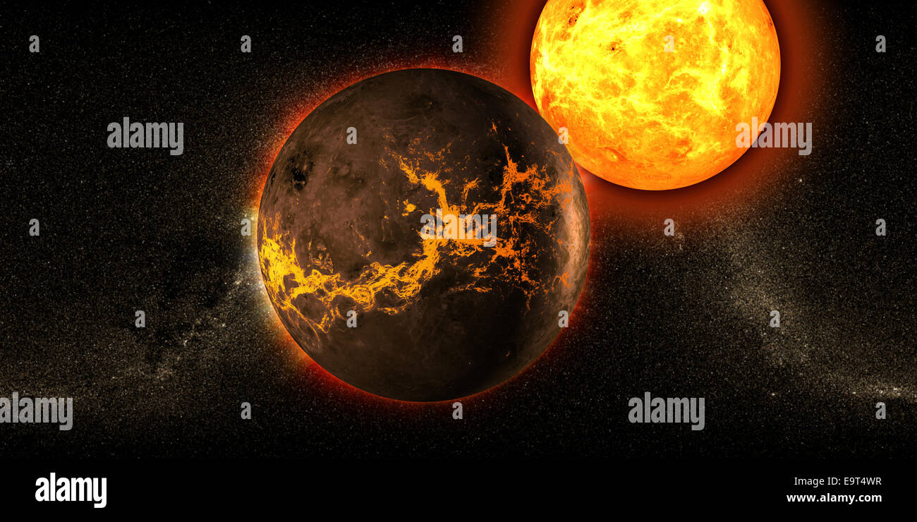 Planète soleil univers galaxie. La science-fiction Banque D'Images