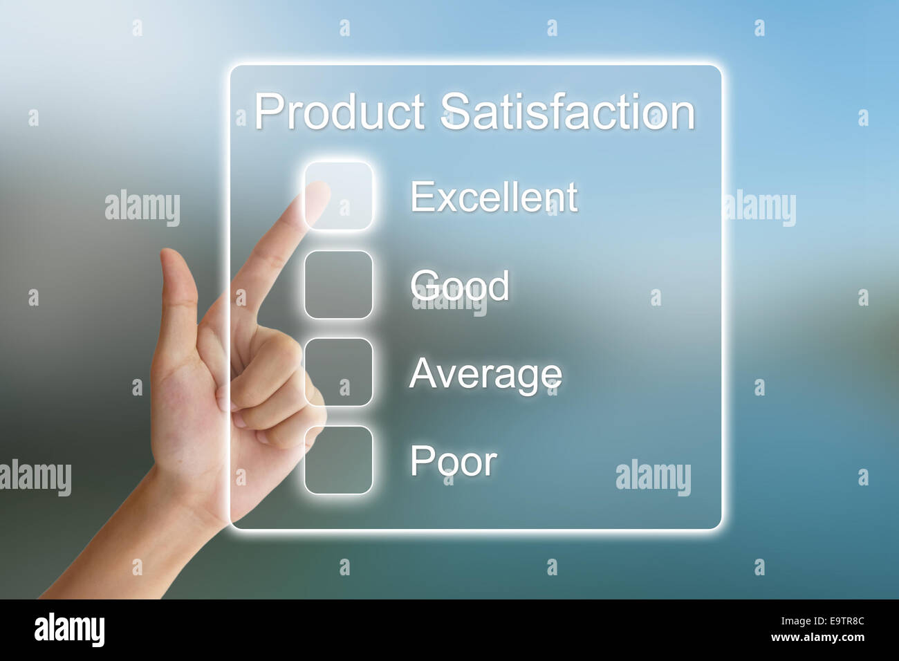 En cliquant sur la satisfaction du produit sur l'interface de l'écran virtuel Banque D'Images
