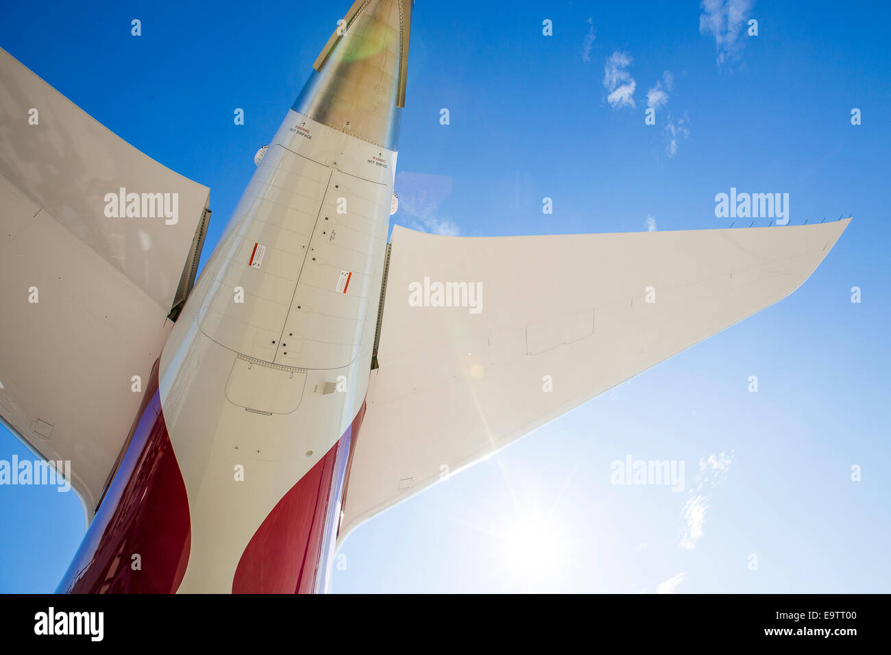 Pointe arrière du fuselage d'un Boeing 787 Dreamliner. Banque D'Images