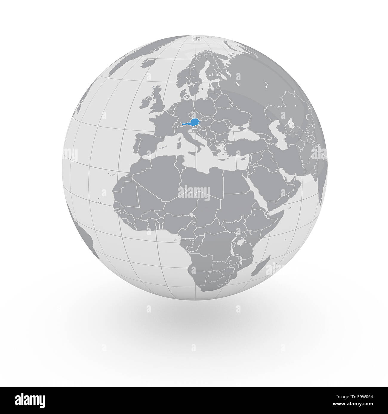 L'Autriche au monde isolé sur fond blanc Banque D'Images